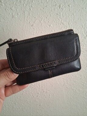 Vintage Fossil Black Wallet With Card Holder